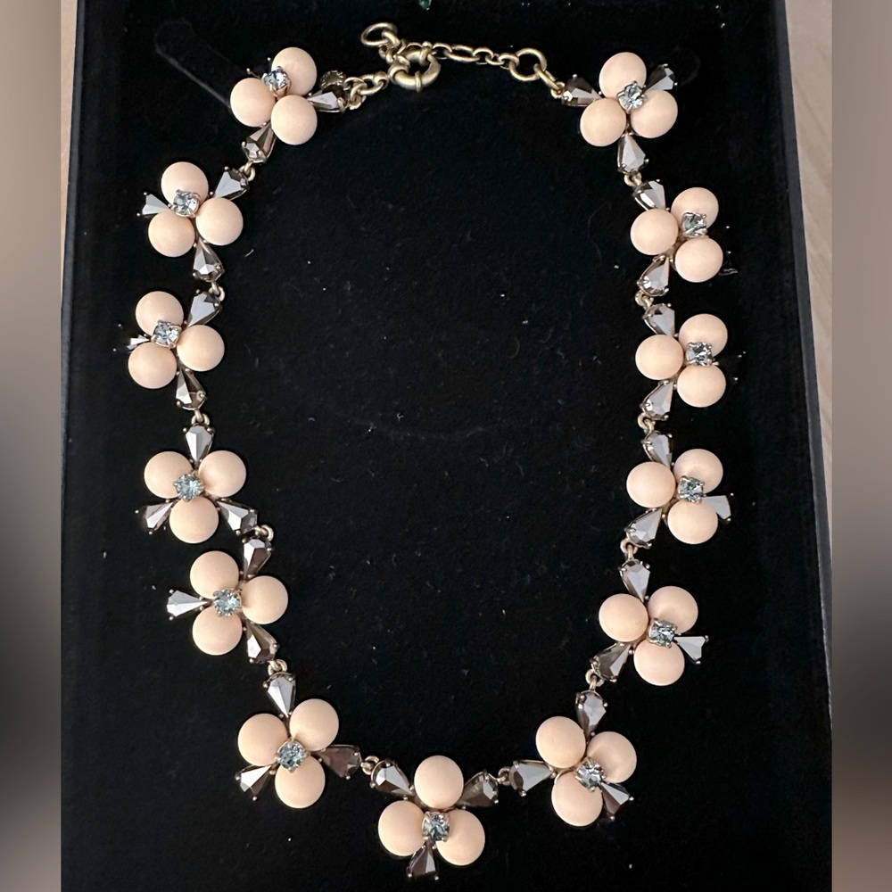 J Crew Pale Pink Pop Flower Statement Necklace